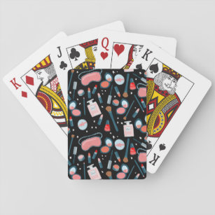 Cosmetics Vintage Beauty Pattern Makeup Black Playing Cards