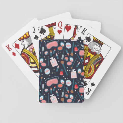 Cosmetics Vintage Beauty Pattern Makeup Navy Poker Cards