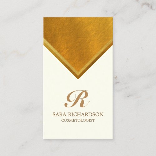Cosmetologist Beautician Faux Gold Monogram Business Card