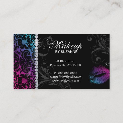 Customizable Cosmetologist Business Card Floral Blue Pink