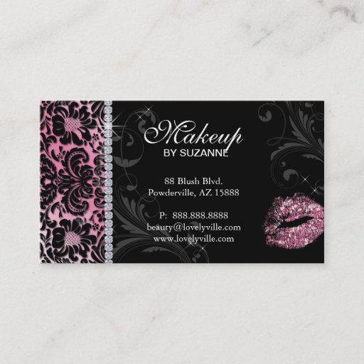 Customizable Cosmetologist Business Card Floral Glitter Pink