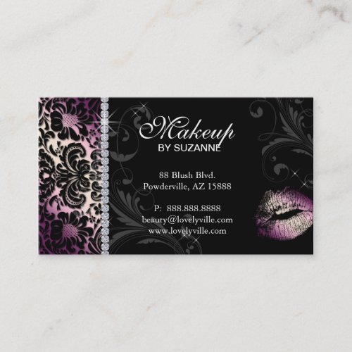 Cosmetologist Business Card Floral Purple