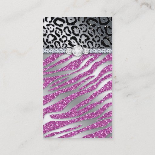 Customizable Cosmetologist Business Card Glitter Zebra PB