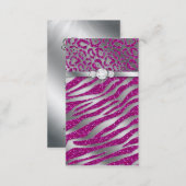 Cosmetologist Business Card Glitter Zebra Pink (Front/Back)