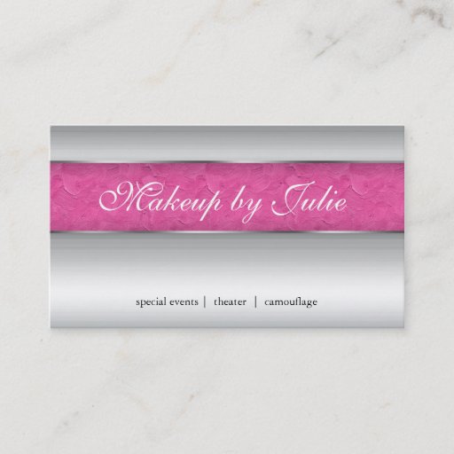 Customizable Cosmetologist Business Card Modern Pink Silver