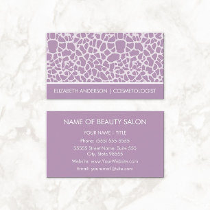 Cosmetologist Chic Purple Giraffe Animal Print Business Card
