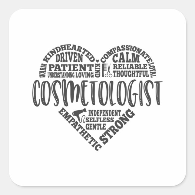 Cosmetologist, cosmetology, hair salon square sticker (Front)