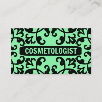 Cosmetologist Damask Business Card by businessCardsRUs at Zazzle