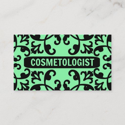 Customizable Cosmetologist Damask Business Card