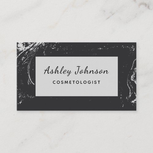 Cosmetologist Esthetician Black Gray Marble Trendy Business Card