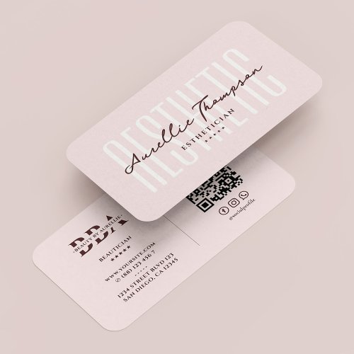 Cosmetologist Esthetician Pink Aesthetic Modern Business Card
