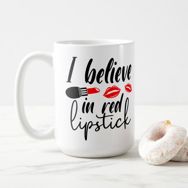 Cosmetologist Glam Girl Red Lipstick Makeup Artist Coffee Mug (With Donut)