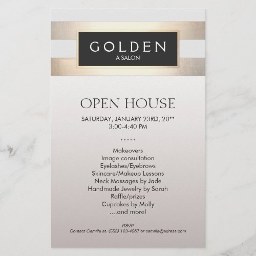 Cosmetologist Gold Stripes Hair Salon and Spa Flyer