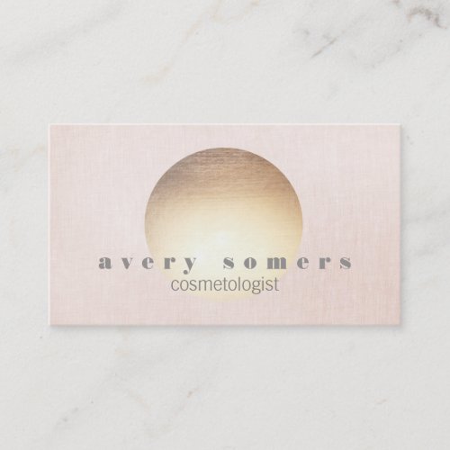 Cosmetologist Gold Zen Circle Pink Linen Look Business Cards