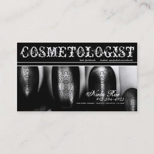 Customizable Cosmetologist/ Nail Technician Business Card