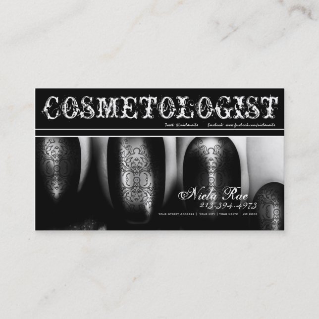 Cosmetologist/ Nail Technician Business Card (Front)