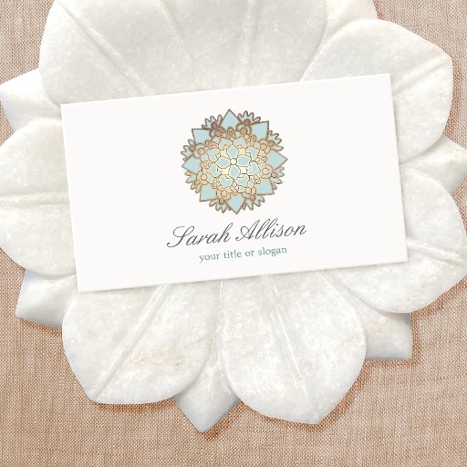 Customizable Cosmetologist Elegant and Simple Blue Lotus Business Card Template