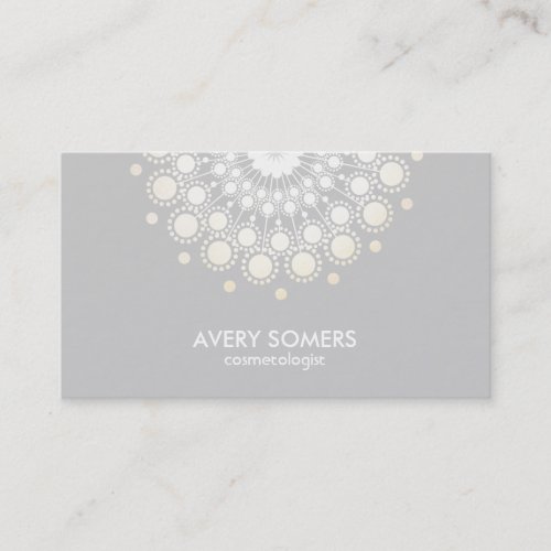 Cosmetologist Ornate Circle Motif Grey Modern Business Cards