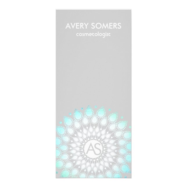 Cosmetologist Ornate Leaf Motif Grey Modern Rack Card (Front)