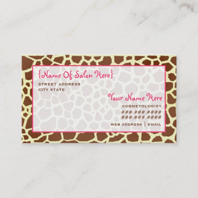 Cosmetologist Salon Appointment Giraffe Print (Front)