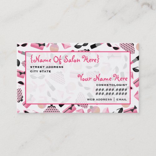 Cosmetologist Salon Appointment Girly Pink Business Card Template