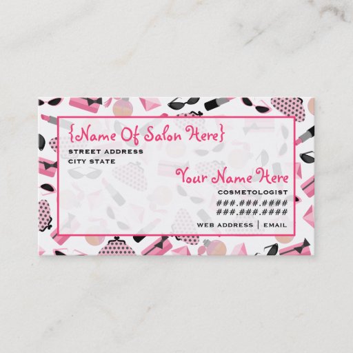 Customizable Cosmetologist Salon Appointment Girly Pink Business Card Template