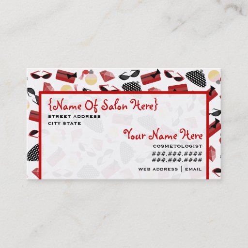 Customizable Cosmetologist Salon Appointment Girly Red Business Card Template