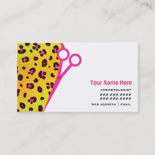 Customizable Cosmetologist Salon Appointment Orange Leopard Business Card Template