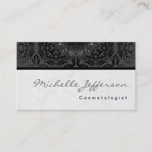 Cosmetologist Script Grey Pattern Business Card