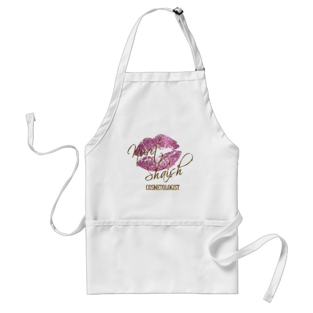Cosmetologist 💄 - So Pink Glitter Lips 💋 Adult Apron (Front)