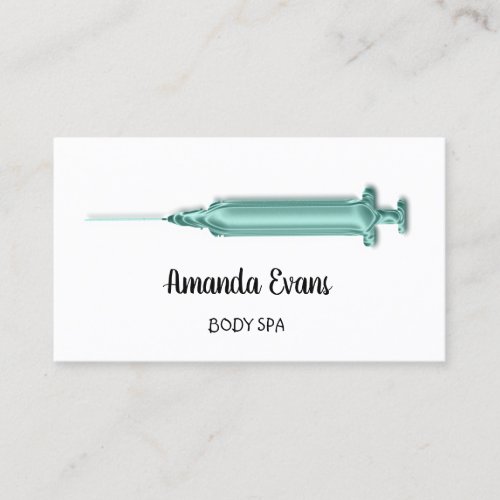 Cosmetologist Syringe Botox Injection Aqua Teal Appointment Card