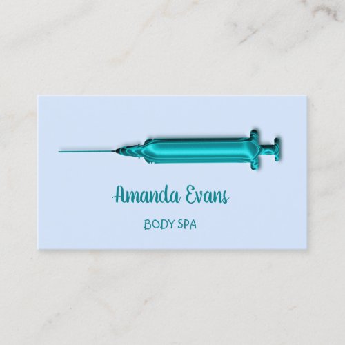 Cosmetologist Syringe Botox Injection Blue Teal Appointment Card