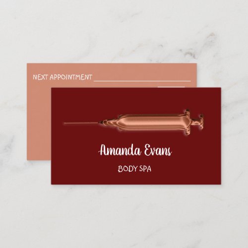 Cosmetologist Syringe Botox Injection Burgundy Appointment Card