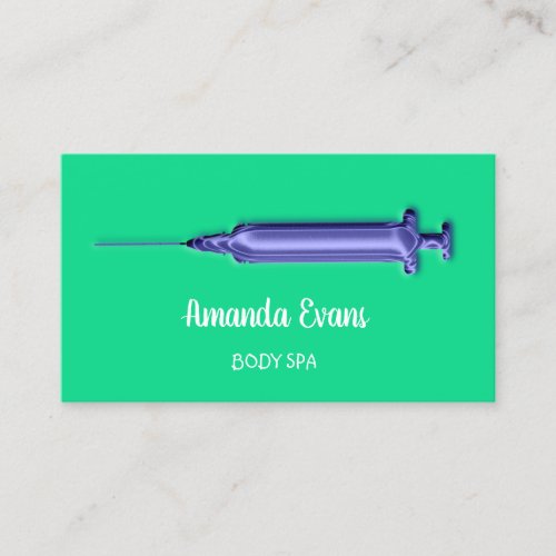 Cosmetologist Syringe Botox Injection Green Blue Appointment Card
