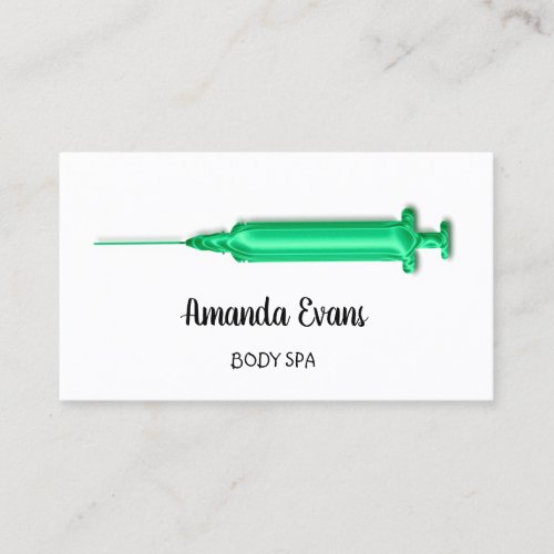 Cosmetologist Syringe Botox Injection Green White Appointment Card