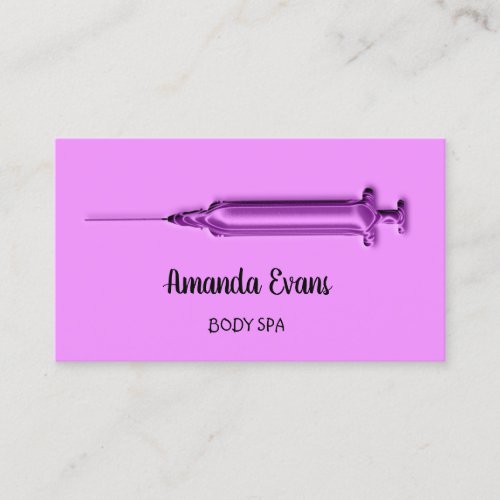 Cosmetologist Syringe Botox Injection Purple Berry Appointment Card