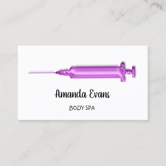 Cosmetologist Syringe Botox Injection Purple Pink Appointment Card (Front)