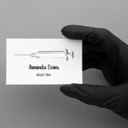 Cosmetologist Syringe Botox Injection Silver Gray Appointment Card