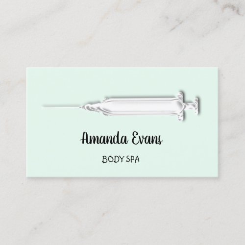 Cosmetologist Syringe Botox Injection Silver Mint  Appointment Card