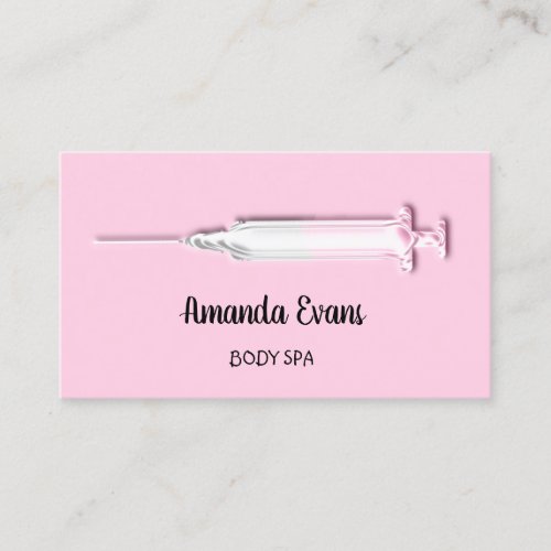 Cosmetologist Syringe Botox Injection Silver Pink Appointment Card