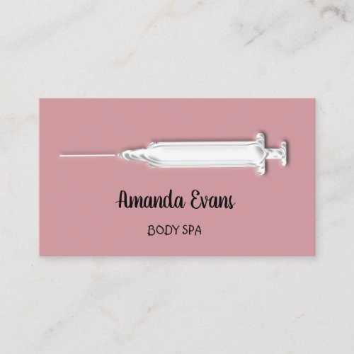 Cosmetologist Syringe Botox Injection Silver Rose Appointment Card