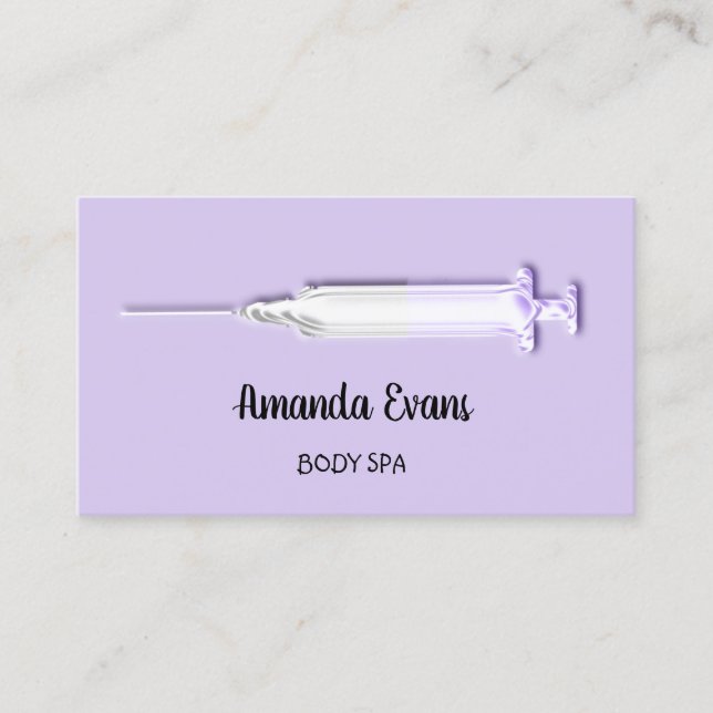 Cosmetologist Syringe Botox Injection SilverViolet Appointment Card (Front)
