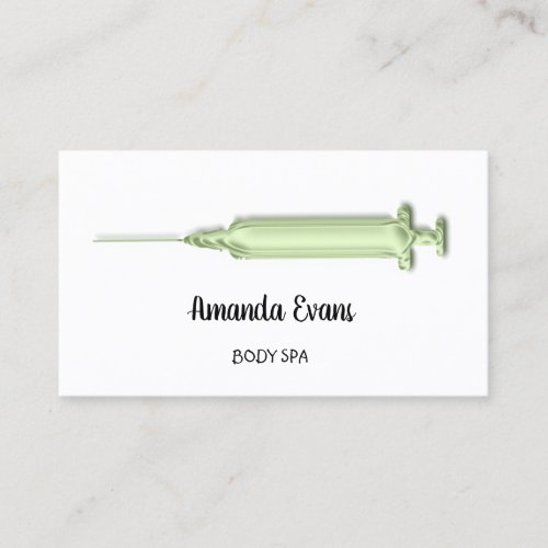 Cosmetologist Syringe Botox Injections Mint Green  Appointment Card