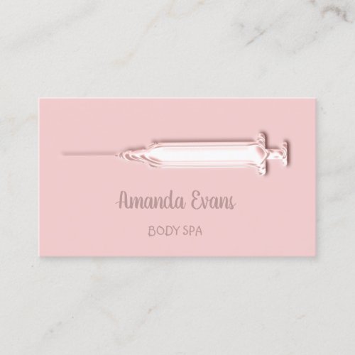 Cosmetologist Syringe Botox Injections Rose Pink Appointment Card