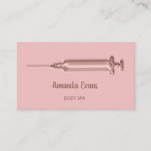 Cosmetologist Syringe Botox Injections Rose Powder Appointment Card