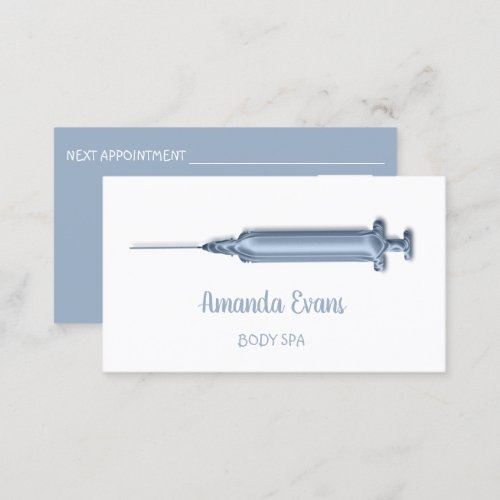 Cosmetologist Syringe Botox Injections White Blue Appointment Card