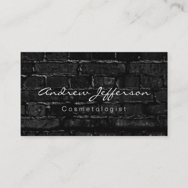 Cosmetologist Wall Brick Calligraphy Business Card (Front)