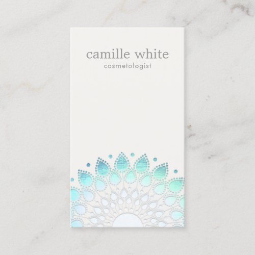 Cosmetology Elegant Circle Light Blue Off_White Business Card