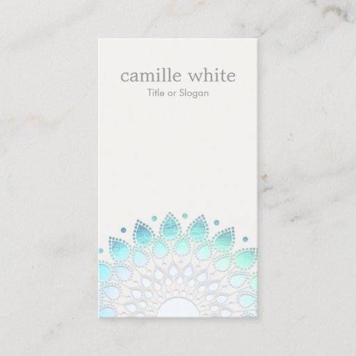Customizable Cosmetology Elegant Circle Light Blue Off-White Business Card Templates