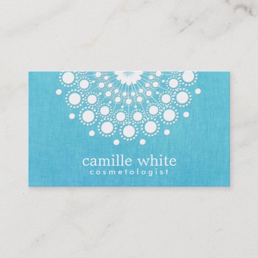 Customizable Cosmetology Elegant Circle Motif Turquoise Blue Business Card Template